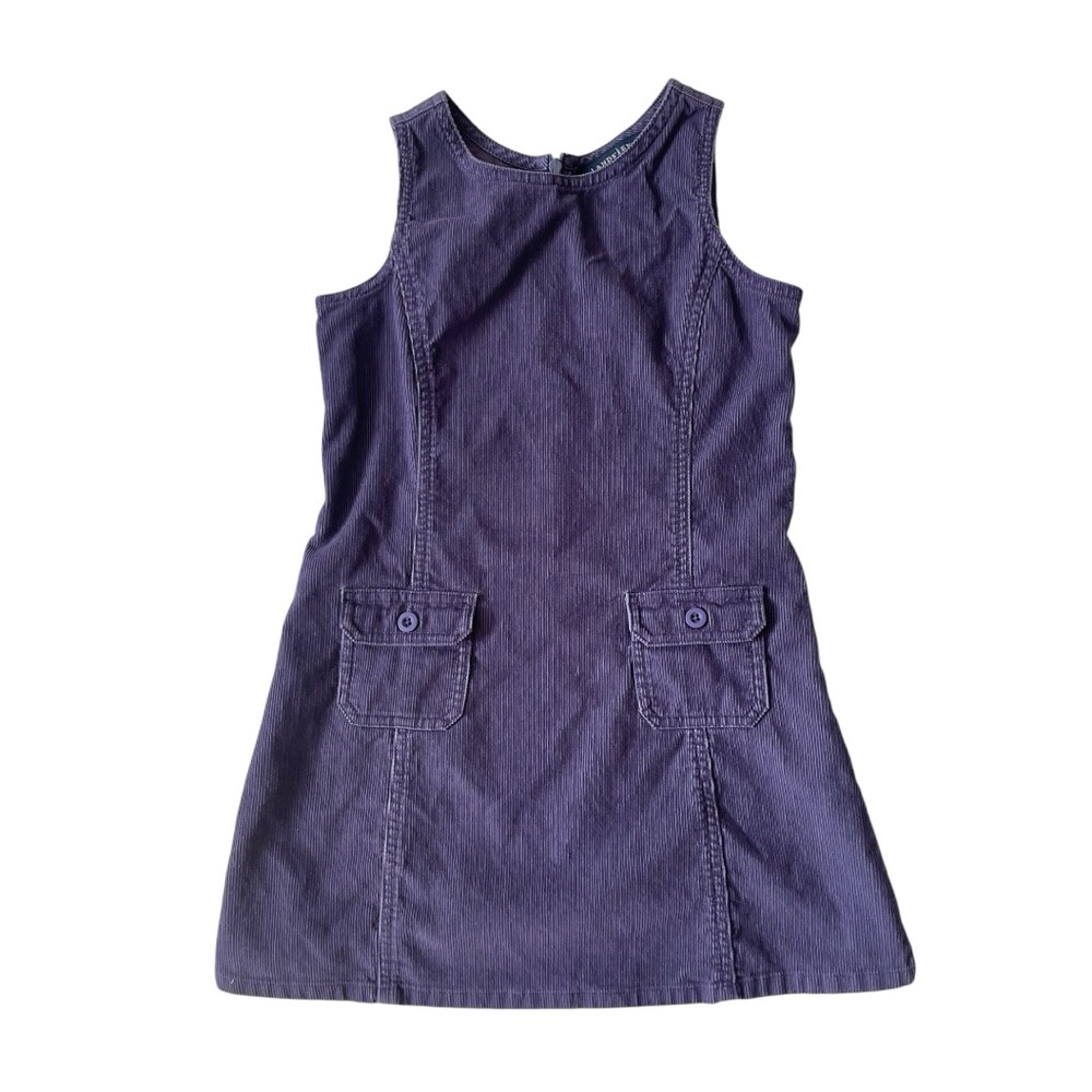 VINTAGE Y2K LANDS END Dress Jumper Outfit Purple Romper Skirt Corduroy Cotton